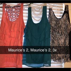 Three sleeveless ruffled tops